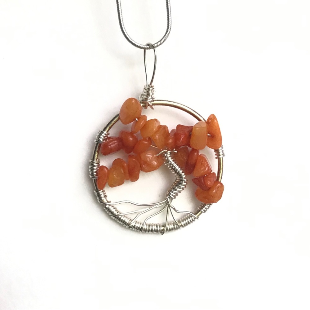 2/$35 Handmade Boho Orange Tree of Life Pendant